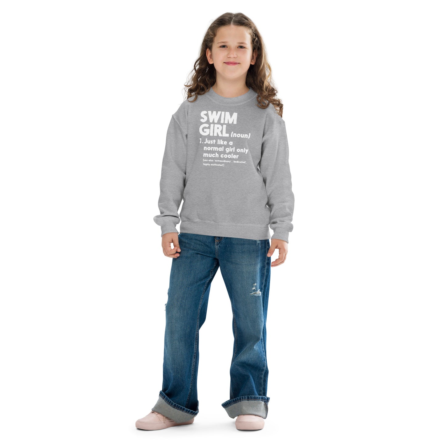 Youth in light gray Swim Girl Definition sweatshirt