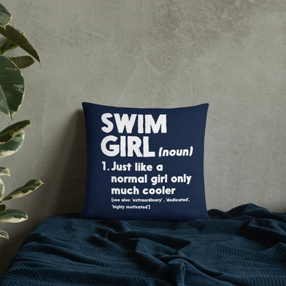 Swim Girl Only Cooler Navy Throw Pillow Throw Pillow TrendySwimmer 