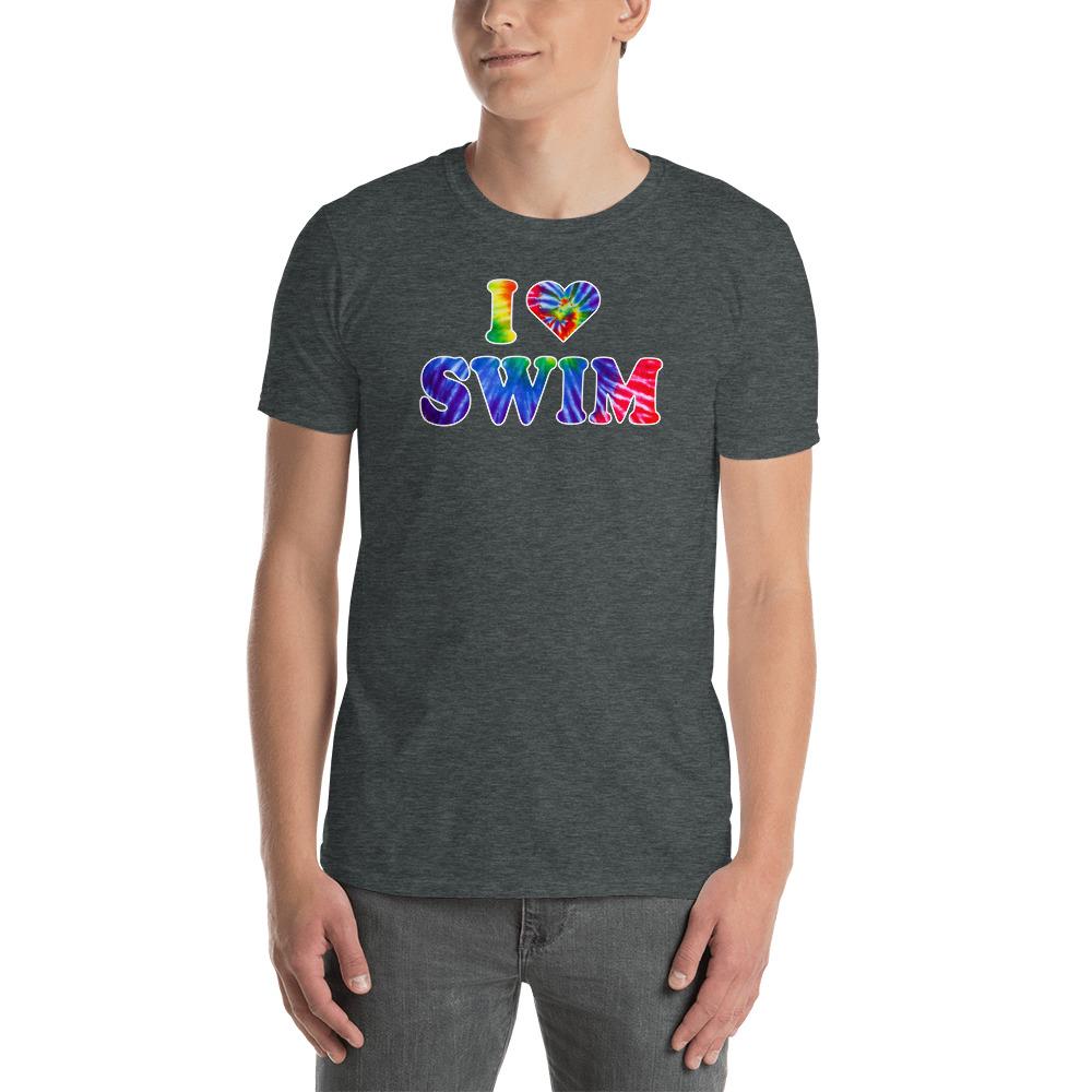 I Love Swim (Heart) Tie Dye Swimmer Graphic T-Shirt T-Shirt TrendySwimmer
