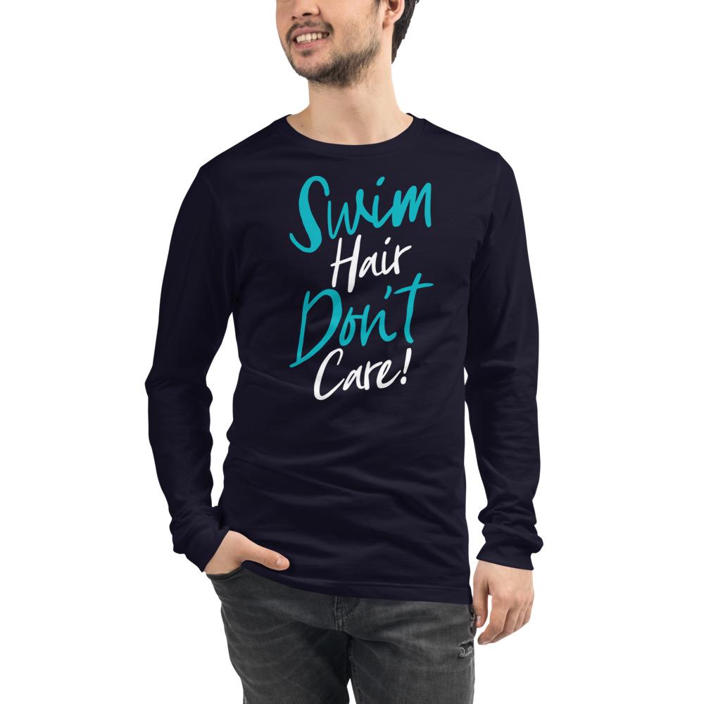 Swim Hair Don't Care Unisex Long Sleeve Tee long sleeve tee TrendySwimmer