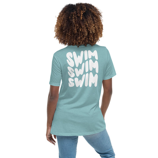 Swim Warped Type Womens Relaxed Premium T-Shirt - TrendySwimmer
