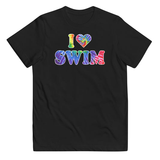I Heart Swim Tie Dye Youth Swimmer T Shirt - TrendySwimmer
