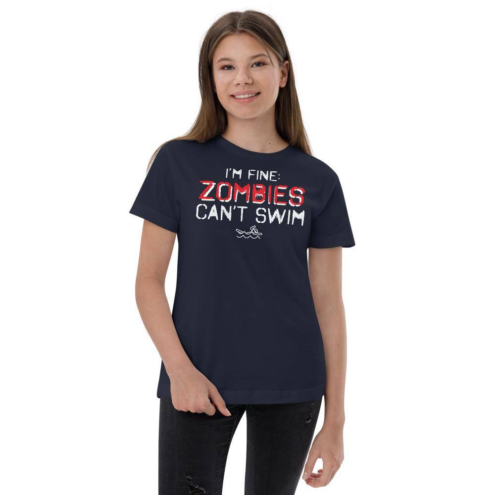 I'm Fine Zombies Can't Swim Youth Kids Tee - TrendySwimmer