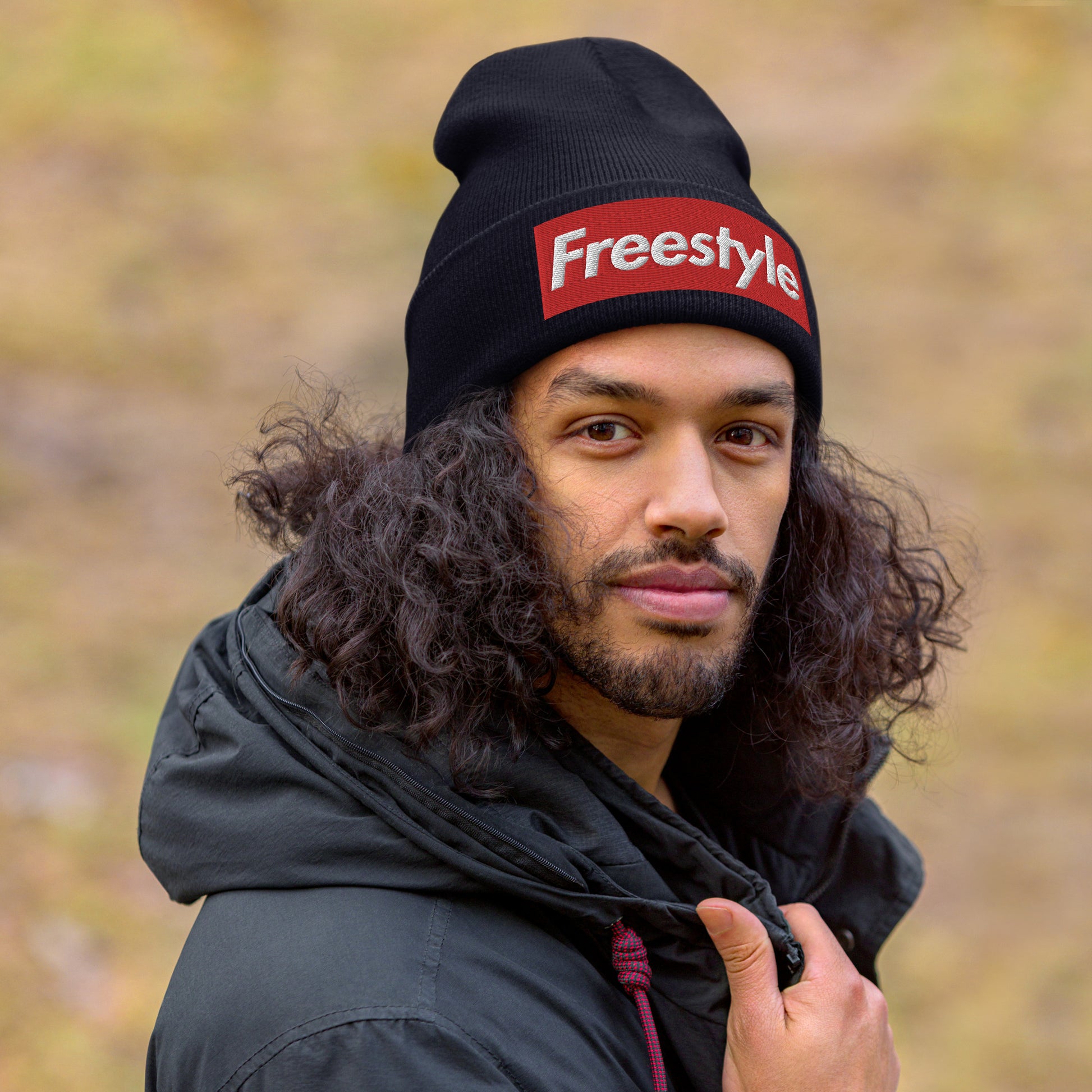 Swimmer Cuffed Beanie Embroidered Freestyle - TrendySwimmer