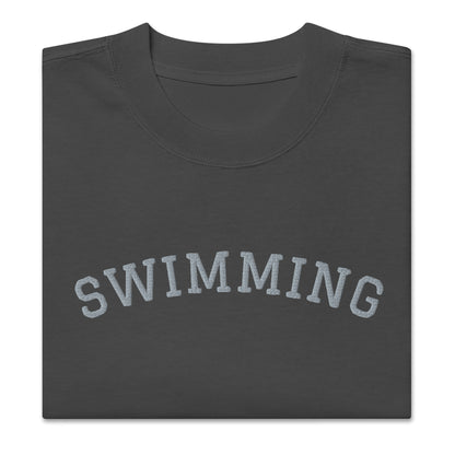 Swimming Oversized Faded Embroidered T-shirt - TrendySwimmer