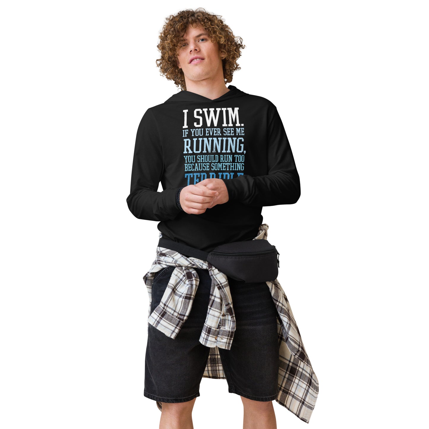 I Swim Hooded Unisex Long-Sleeve Tee - TrendySwimmer