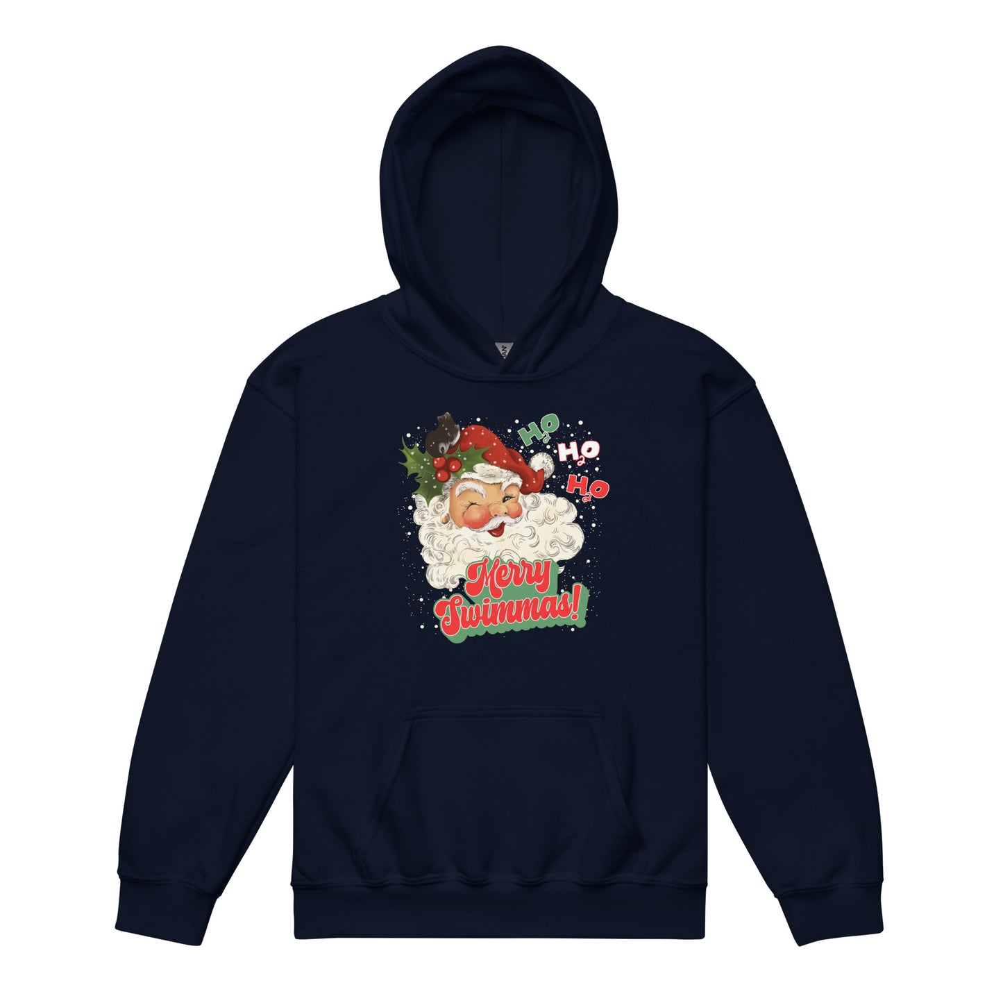 Merry Swimmas Heavy Blend Swimmer Youth Hoodie - TrendySwimmer