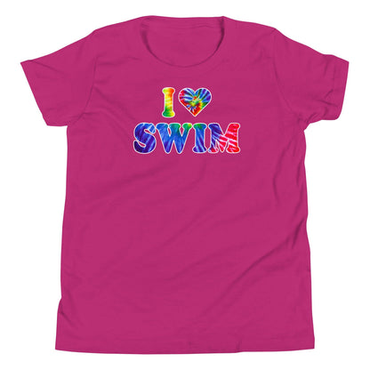 I Heart Swim Tie Dye Youth Swimmer T Shirt - TrendySwimmer