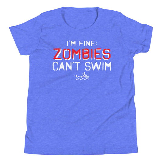 I'm Fine Zombies Can't Swim Youth Kids Tee - TrendySwimmer