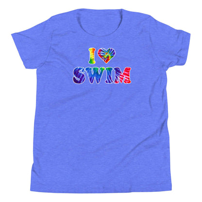 I Heart Swim Tie Dye Youth Swimmer T Shirt - TrendySwimmer