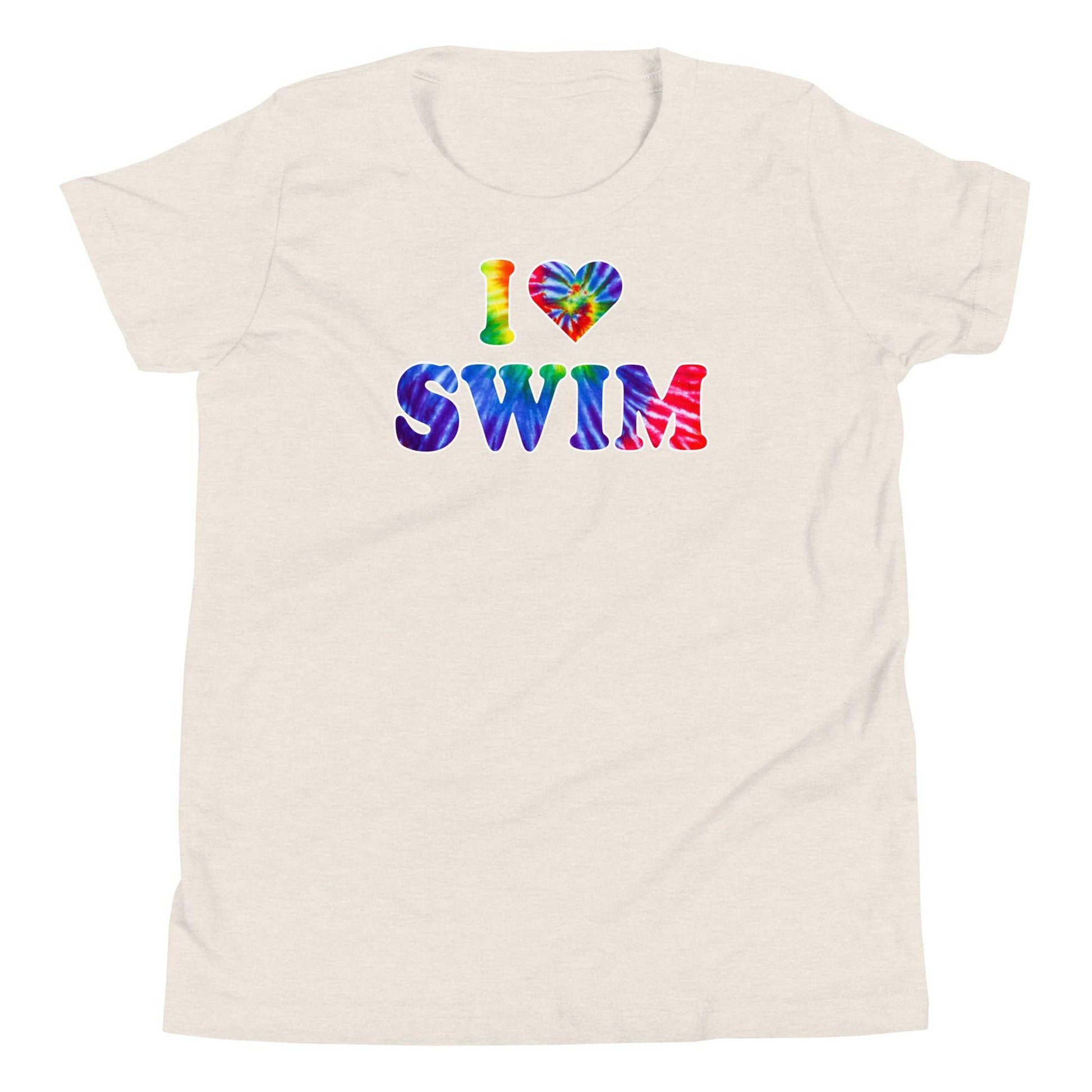 I Heart Swim Tie Dye Youth Swimmer T Shirt - TrendySwimmer