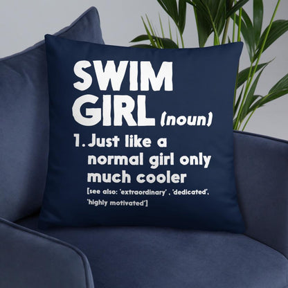 Swim Girl Only Cooler Navy Throw Pillow Throw Pillow TrendySwimmer 22×22 