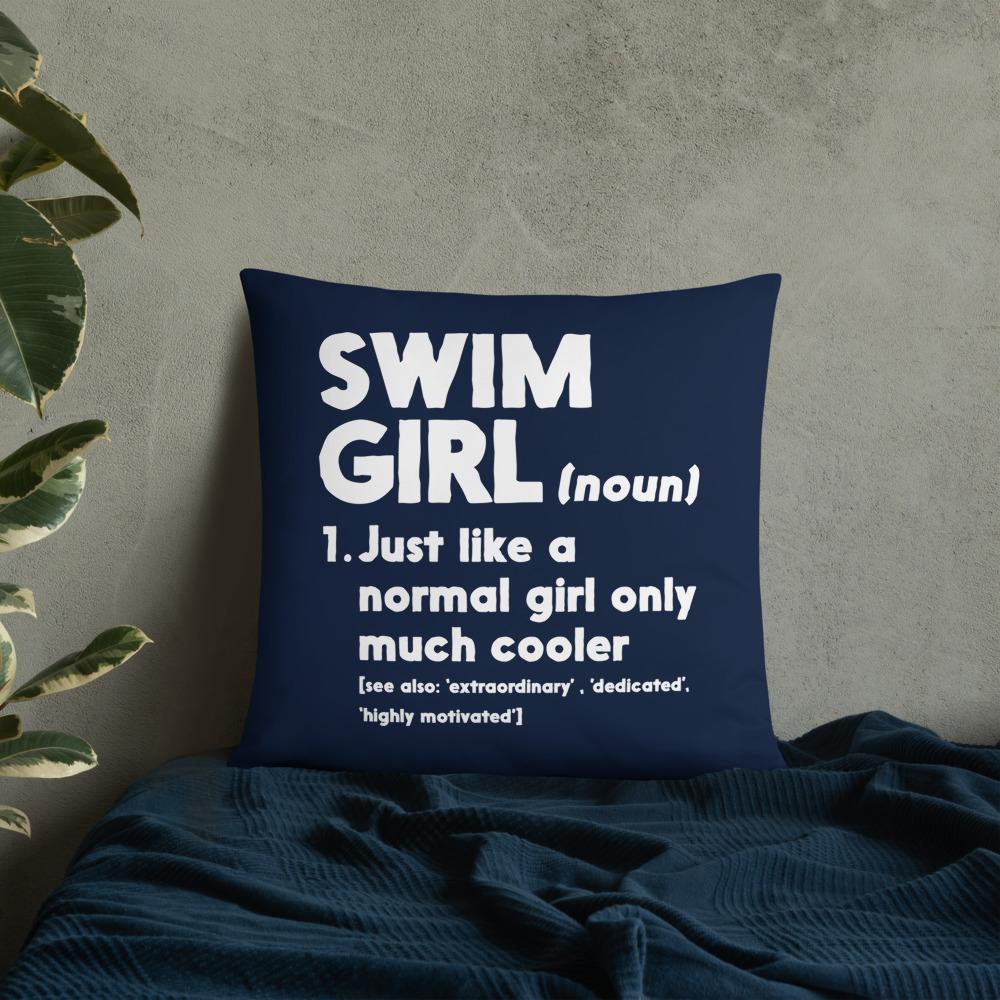 Swim Girl Only Cooler Navy Throw Pillow Throw Pillow TrendySwimmer 
