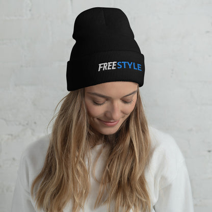 Freestyle Stroke Swimmer Embroidered Cuffed Beanie
