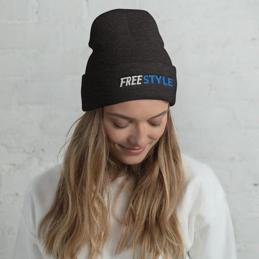 Freestyle Stroke Swimmer Embroidered Cuffed Beanie - TrendySwimmer