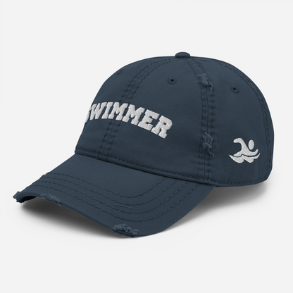 Swimmer Distressed Cap Embroidered Hat