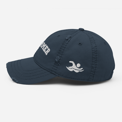 Swimmer Distressed Cap Embroidered Hat