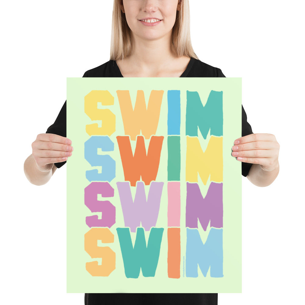 Swimmer Poster Swim Repeat Colorful - TrendySwimmer