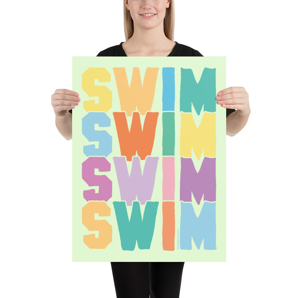 Swimmer Poster Swim Repeat Colorful - TrendySwimmer