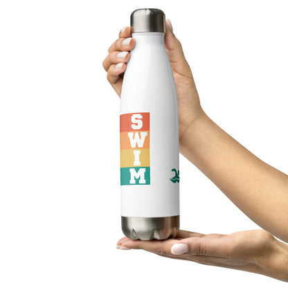 swimmer water bottle with 4 colored stripes