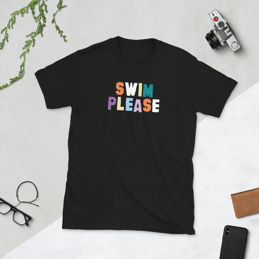 Swim Please Short-Sleeve Unisex Swim T-Shirt T-Shirt TrendySwimmer Black S 
