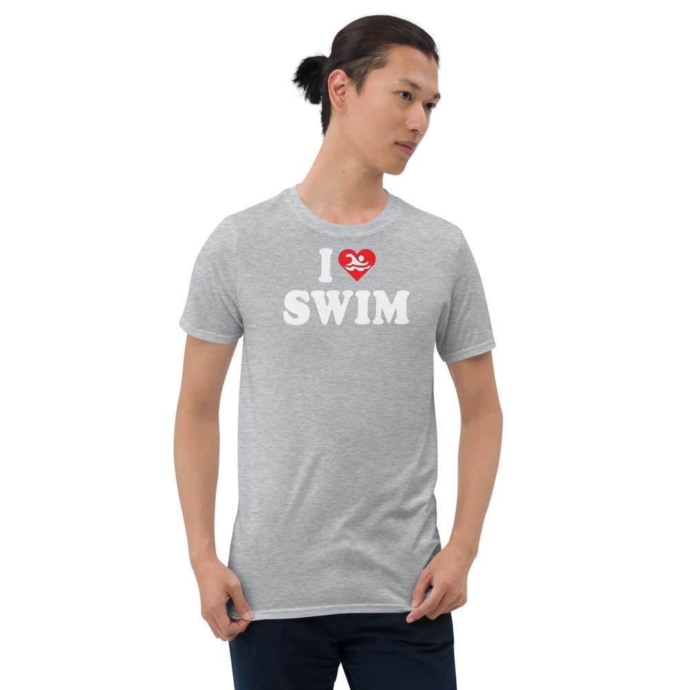 I Love Swim (Heart) Swimmer Graphic T-Shirt T-Shirt TrendySwimmer Sport Grey S 