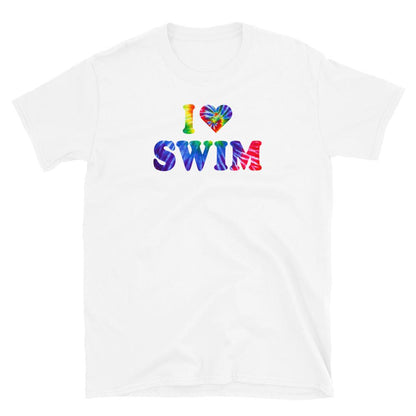 Swimmer Graphic T Shirt - I Love Swim Tie Dye Heart