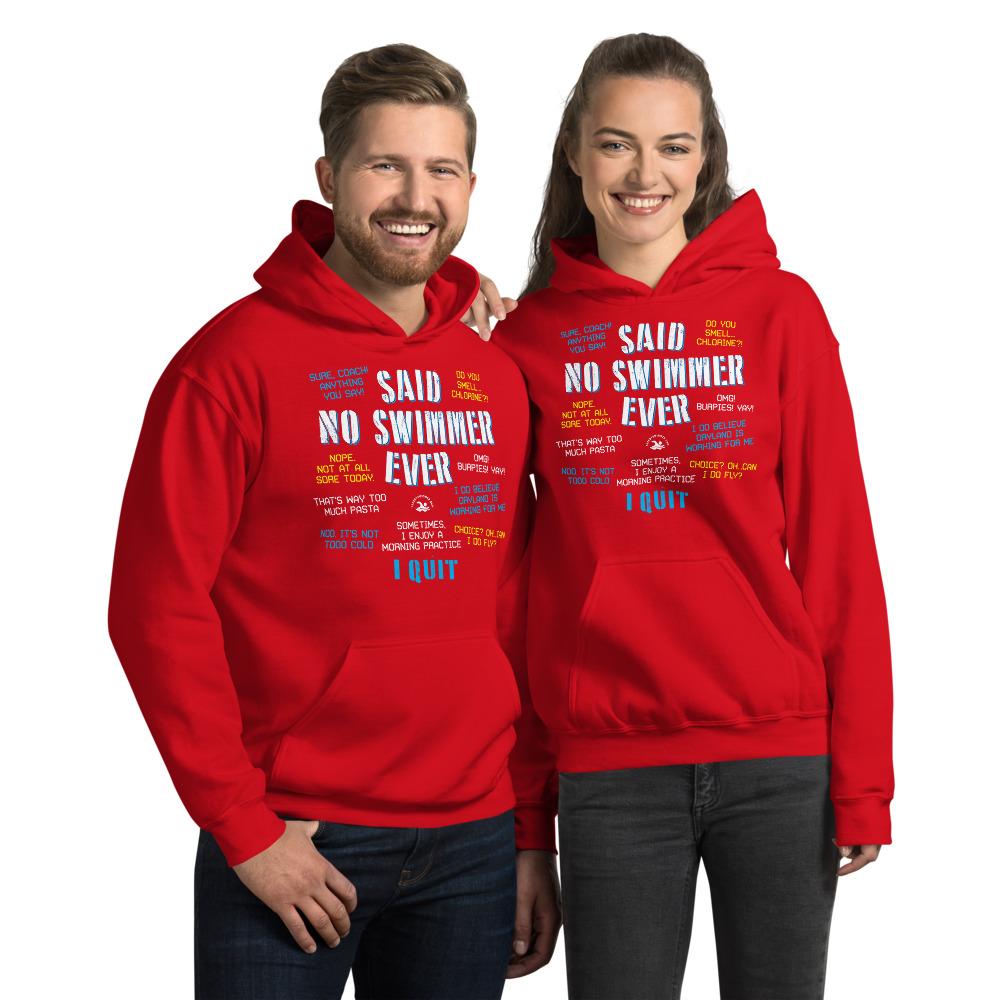 Said No Swimmer Ever Funny Unisex Swim Hoodie Hoodies TrendySwimmer Red S 