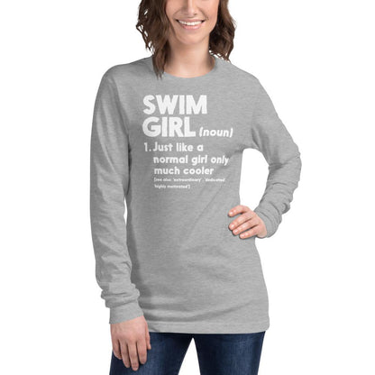 Swim Girl Only Cooler Long Sleeve Tee long sleeve tee TrendySwimmer Athletic Heather XS 