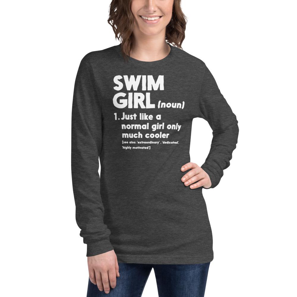Swim Girl Only Cooler Long Sleeve Tee long sleeve tee TrendySwimmer Dark Grey Heather XS 