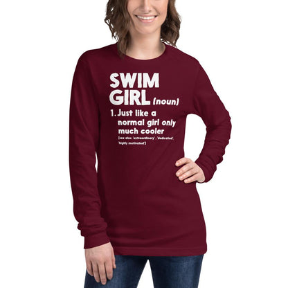 Swim Girl Only Cooler Long Sleeve Tee long sleeve tee TrendySwimmer Maroon XS 