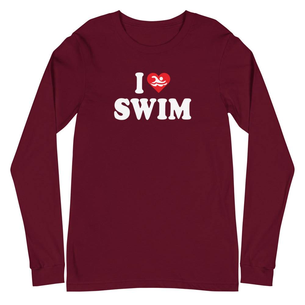 Swimmer Unisex Long Sleeve T Shirt - I Love Swim - TrendySwimmer