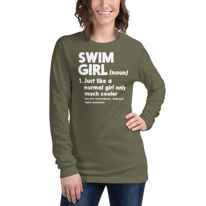 Swim Girl Only Cooler Long Sleeve Tee long sleeve tee TrendySwimmer Military Green XS 
