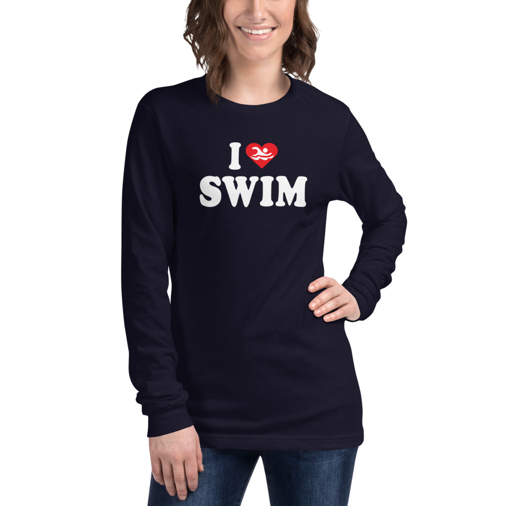 Swimmer Unisex Long Sleeve T Shirt - I Love Swim