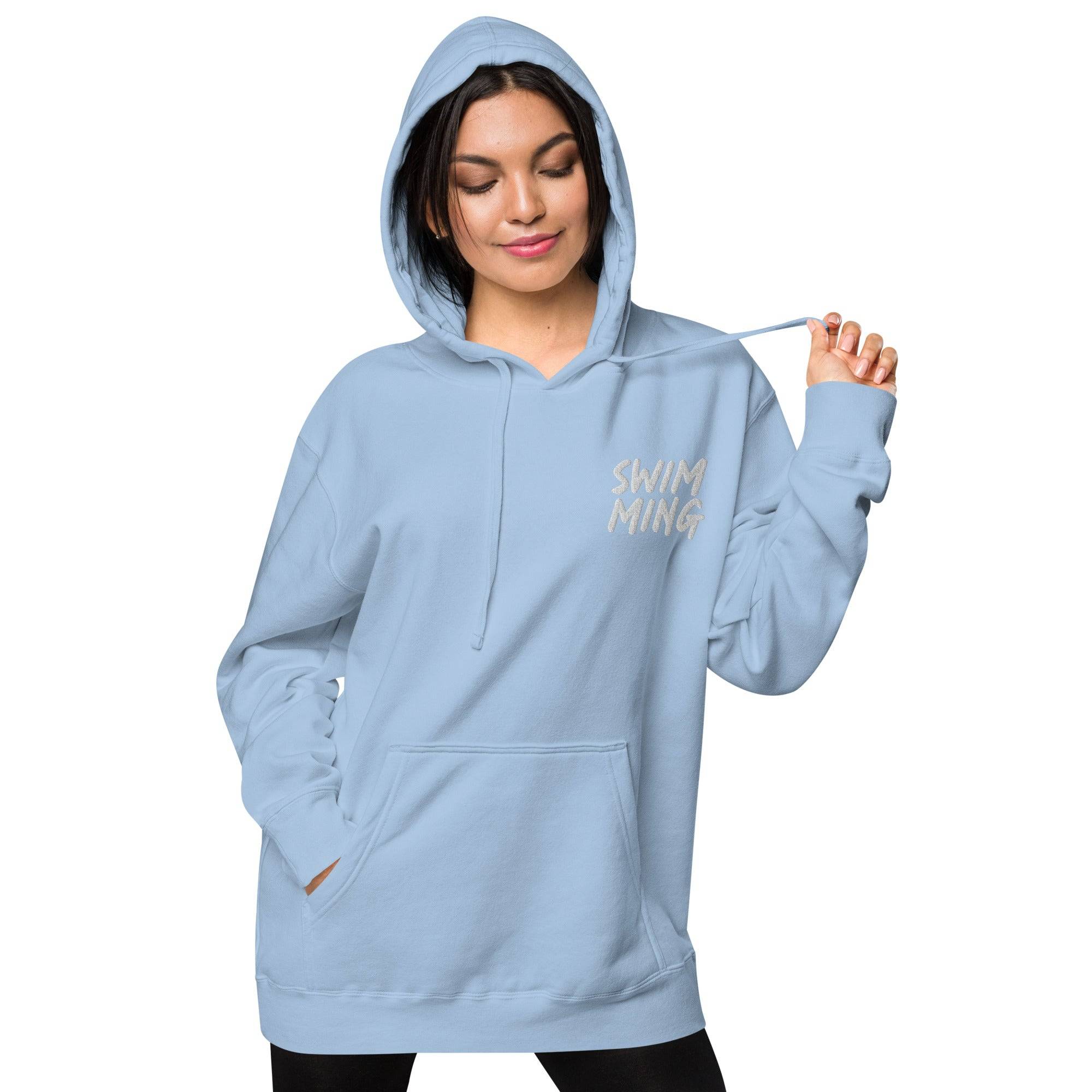 Swimming Premium Pigment Dyed Embroidered Hoodie TrendySwimmer