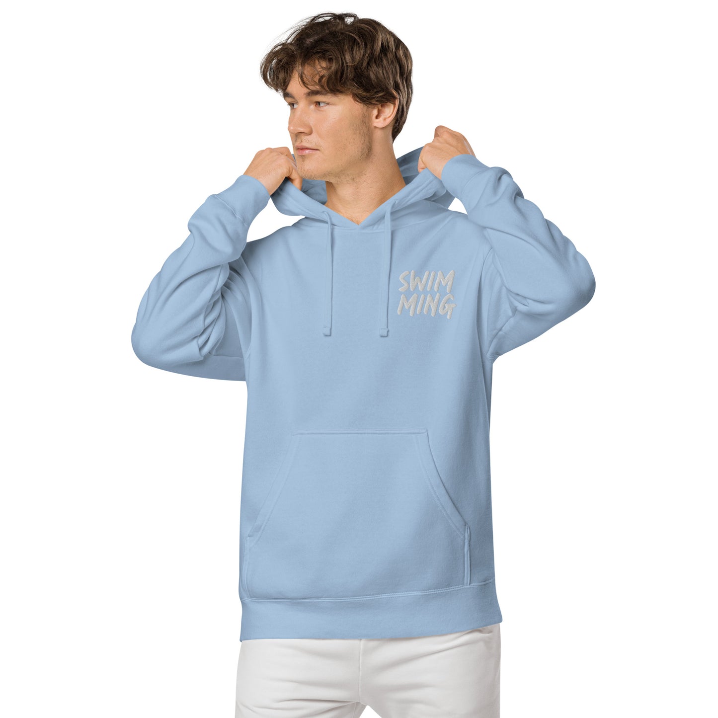 Swimming Pigment Dyed Embroidered Unisex Hoodie