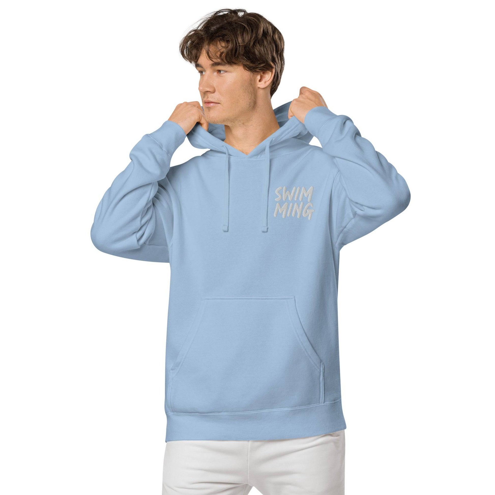 Swimming Pigment Dyed Embroidered Unisex Hoodie - TrendySwimmer