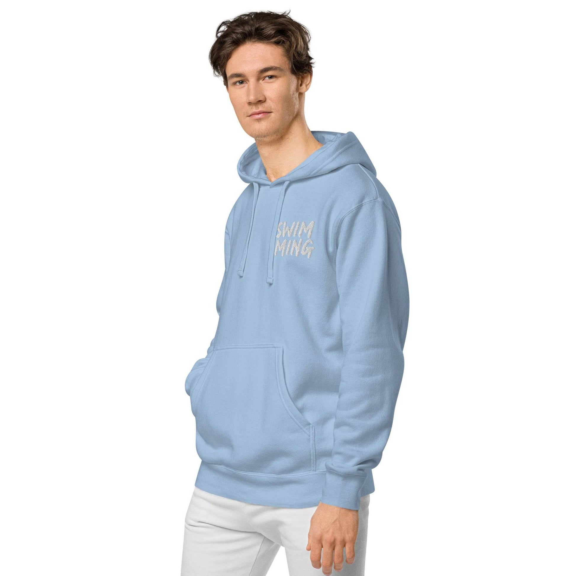 Swimming Pigment Dyed Embroidered Unisex Hoodie - TrendySwimmer