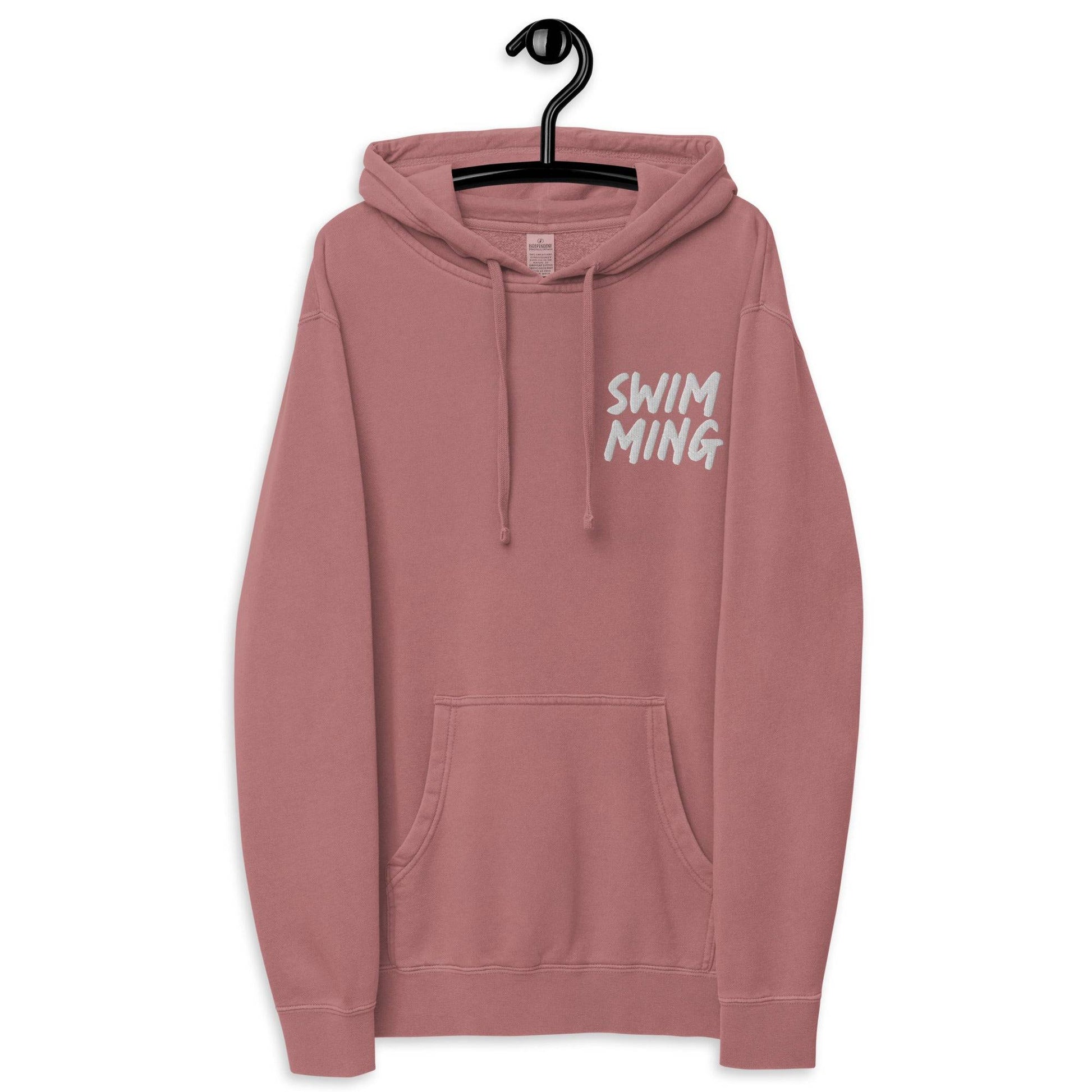 Swimming Pigment Dyed Embroidered Unisex Hoodie - TrendySwimmer