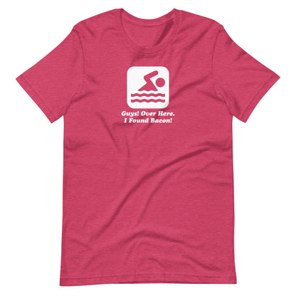 TrendySwimmer Funny Swim T Shirt - Over Here I Found Bacon