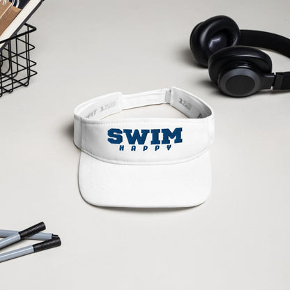 Swim Happy Embroidered Flexfit Visor Hats TrendySwimmer 