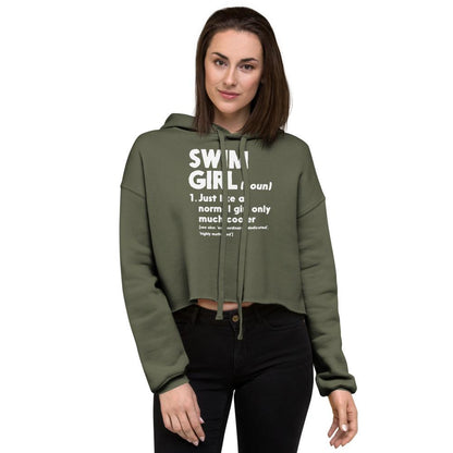 Swim Girl Only Cooler Definition Crop Top Hoodie Hoodies TrendySwimmer Military Green S 