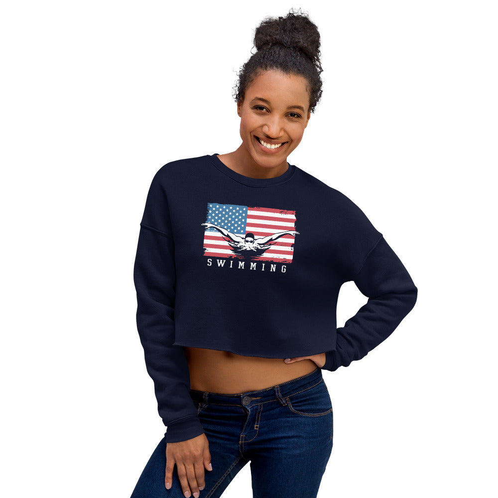 Swimmer USA Crop Top Sweatshirt - TrendySwimmer