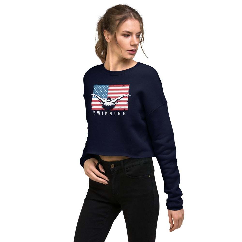 Swimmer USA Crop Top Sweatshirt