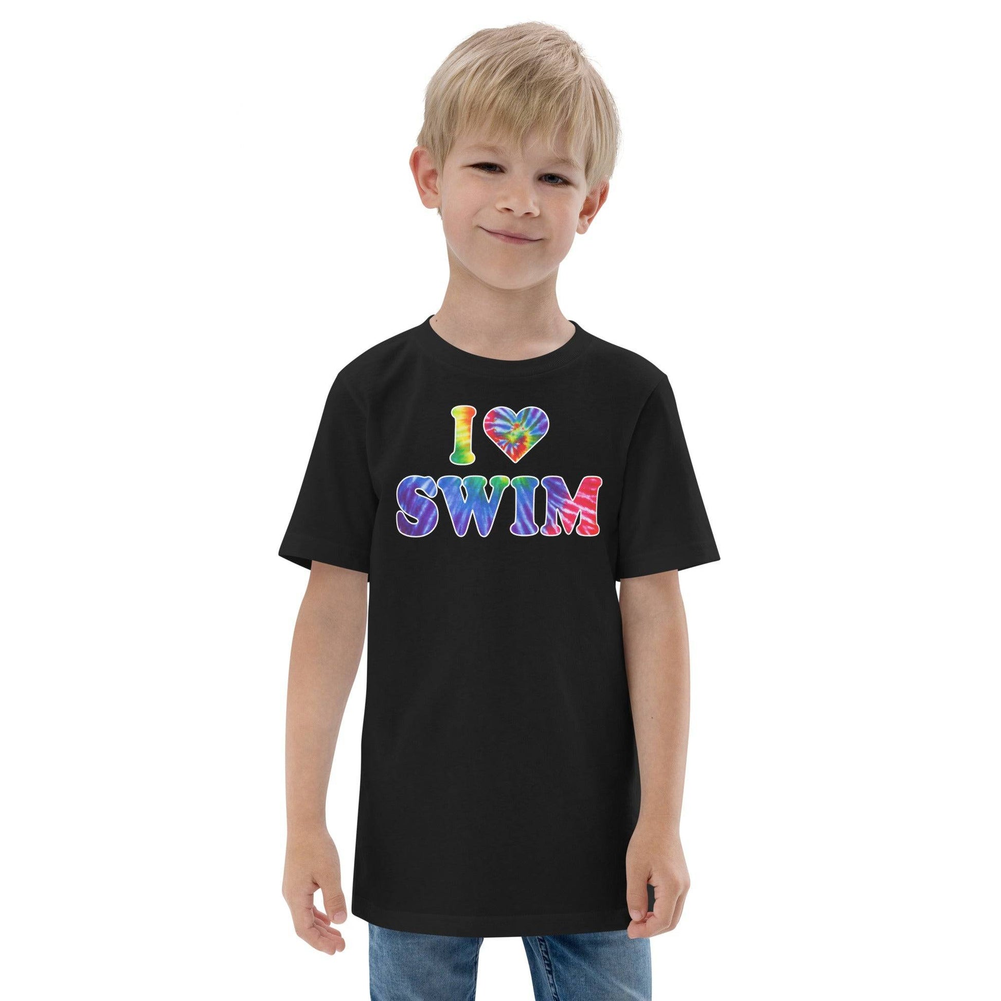 I Heart Swim Tie Dye Youth Swimmer T Shirt - TrendySwimmer