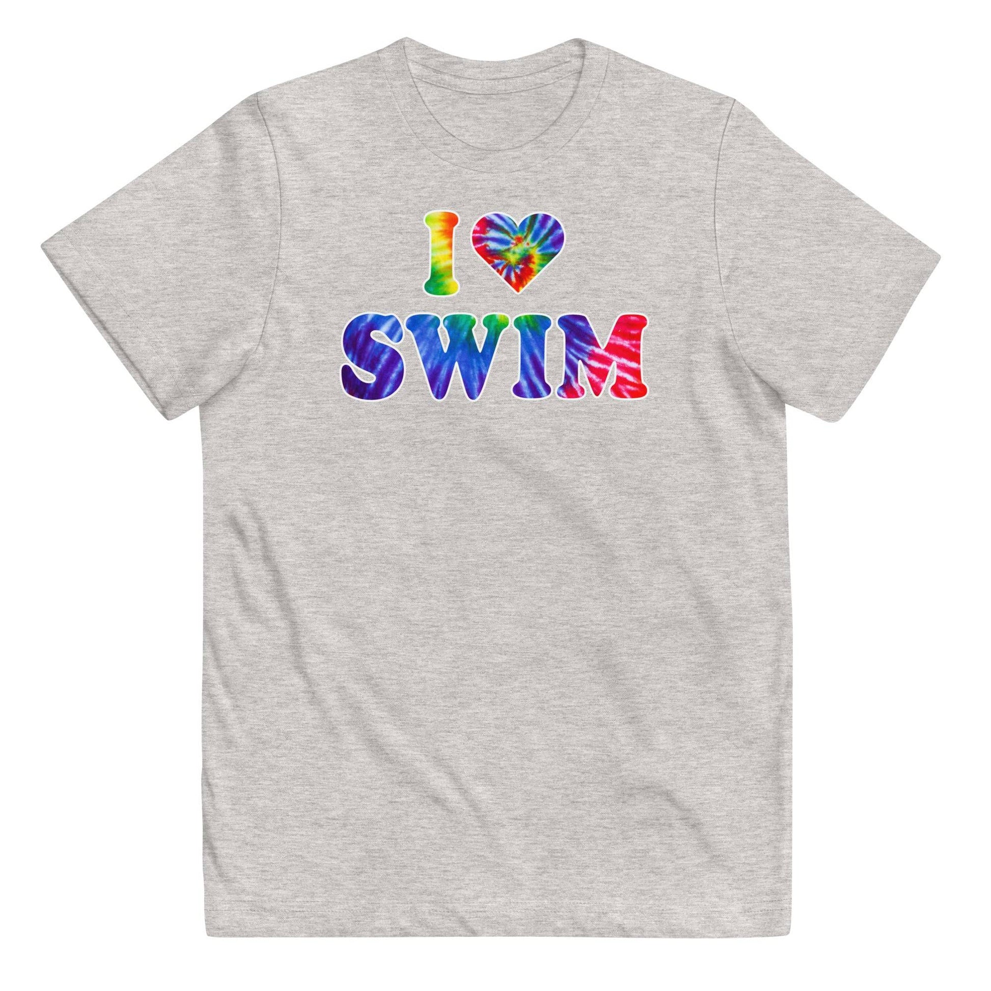 I Heart Swim Tie Dye Youth Swimmer T Shirt - TrendySwimmer