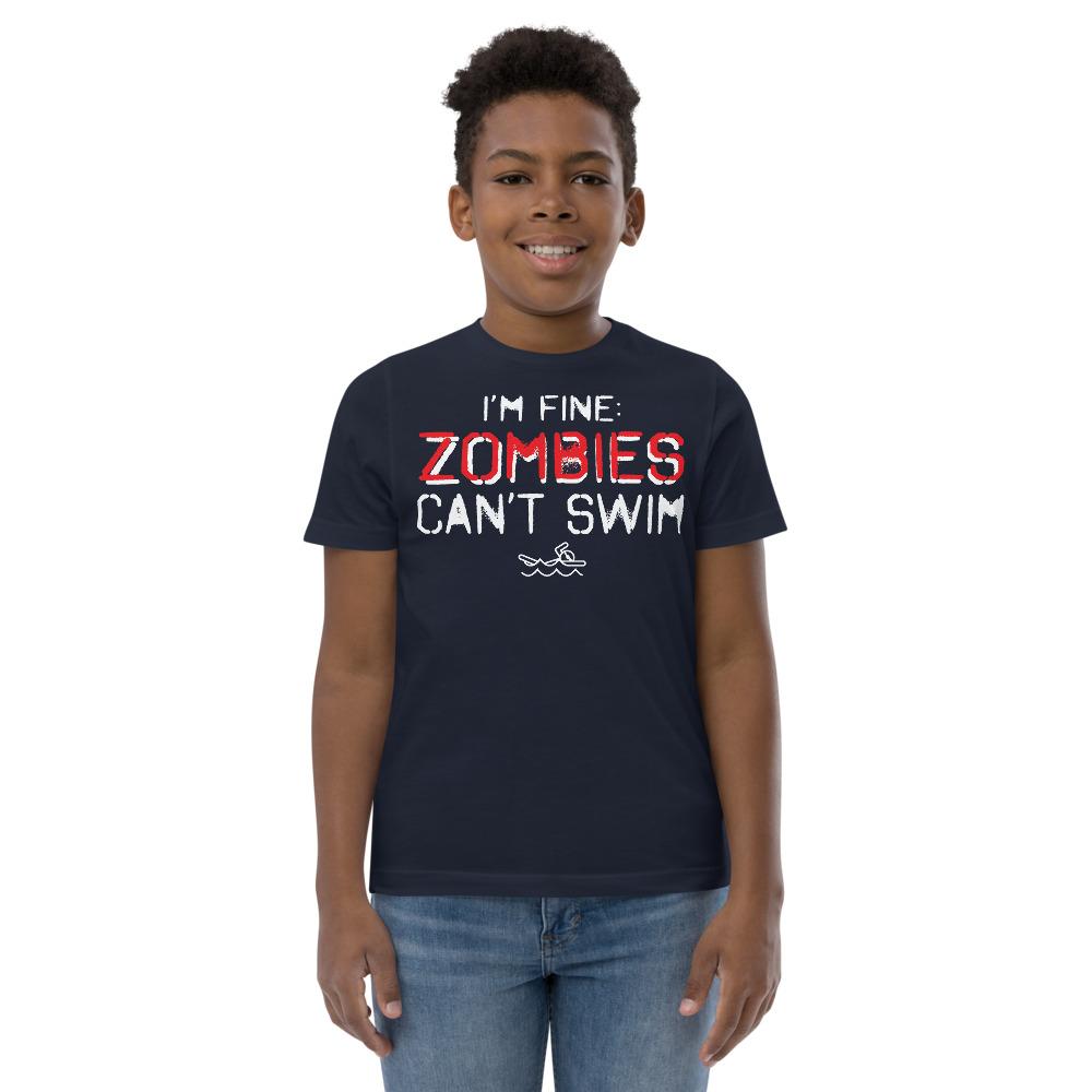 I'm Fine Zombies Can't Swim Youth Kids Tee